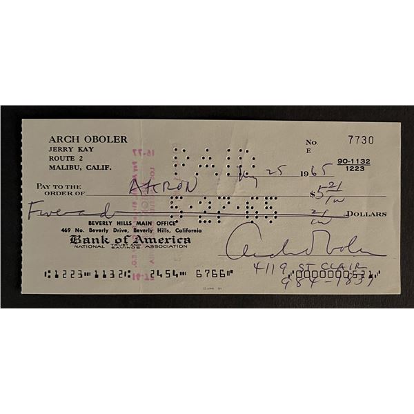 Arch Oboler signed check