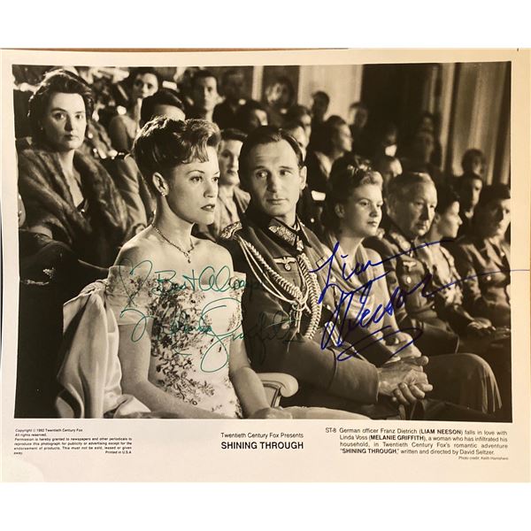 Shining Through Melanie Griffith and Liam Neeson signed movie photo