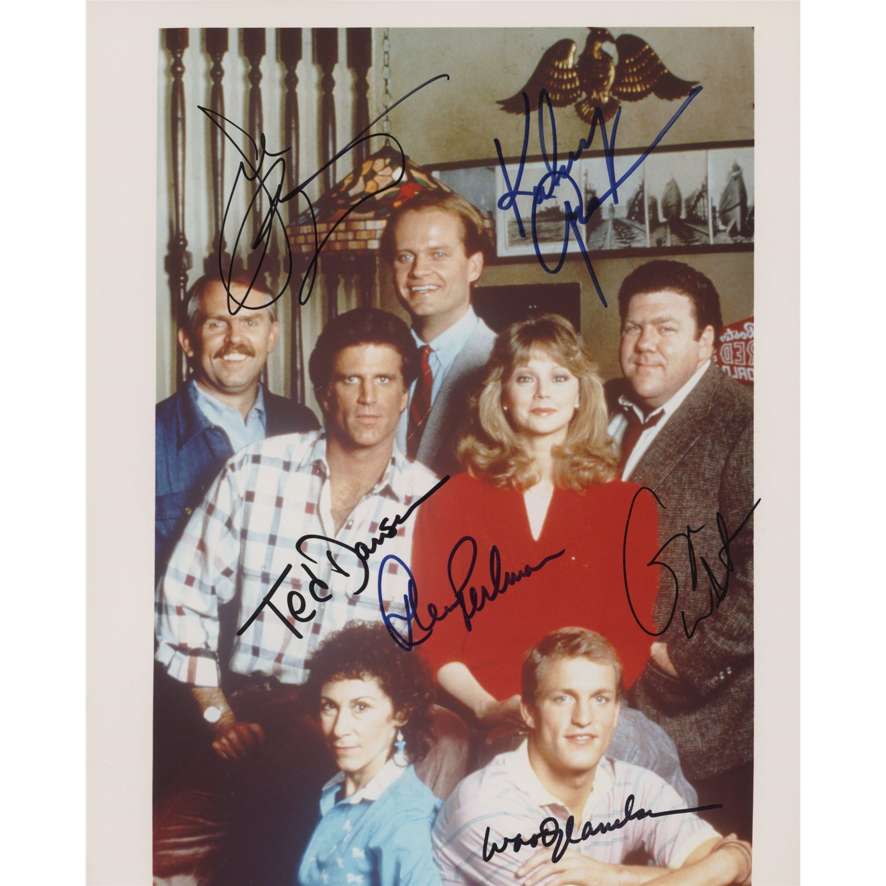 Chears Cast Cheers signed cast photo. GFA Authenticated
