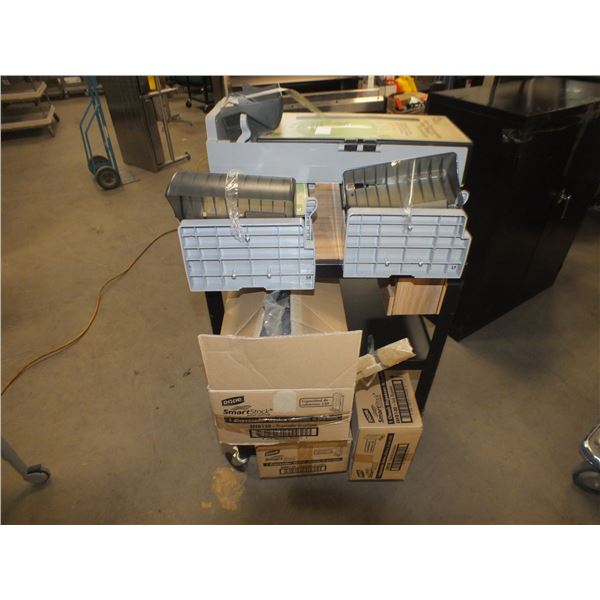 Black Cart On Wheels w/ 7 Plastic Cutlery Dispensers