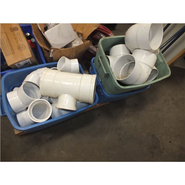 3 Small Totes Of PVC Elbows