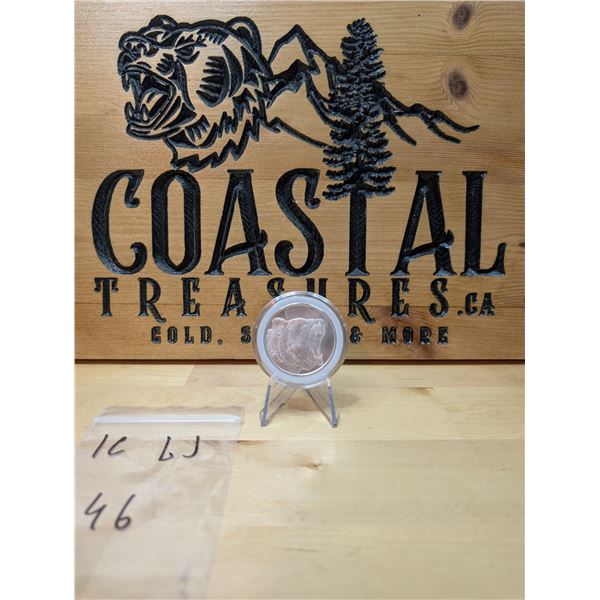 Lot 46-1)  1 oz  Grizzly Silver round