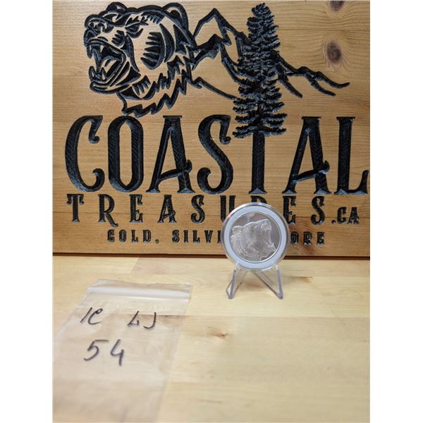 Lot 54-1) 1 oz  Grizzly Silver round