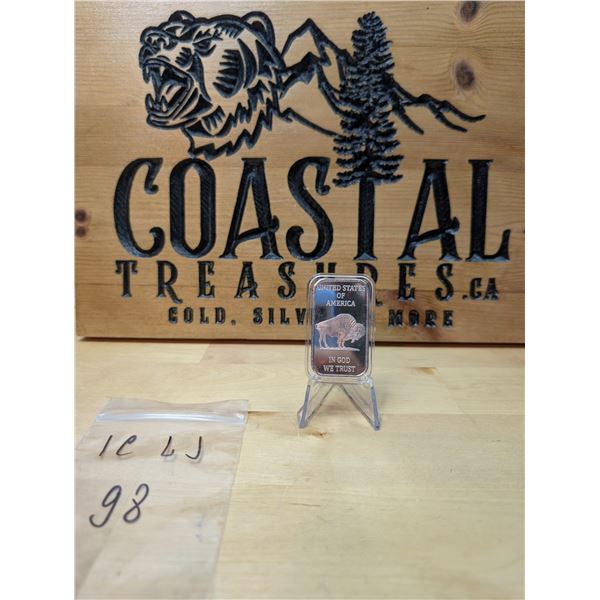 Lot 98-1) 1 oz Buffalo Indian Head Silver bar