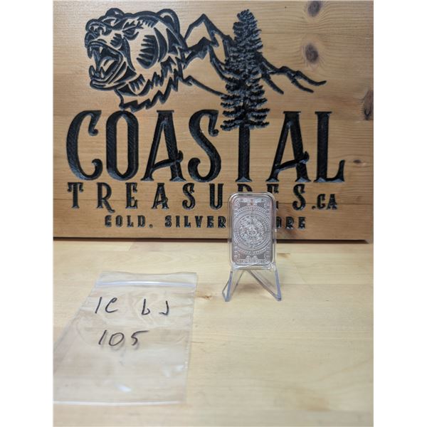 Lot 105-1) 1 oz  Aztec Calendar Silver bar
