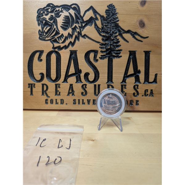 Lot 120-1) 1 oz Virgin island Santa Maria Silver