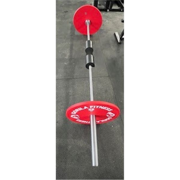 Weight bar with 2 25lb weights - red
