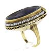 Image 9 : 14k Gold Left Facing Amethyst Cameo Ring w/ Seed Pearl Filigree & Floral Frame