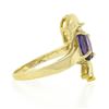 Image 5 : 14k Yellow Gold Dolphin Jumping Over 0.90 ctw Oval Prong Amethyst Solitaire Ring