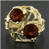 Image 2 : Vintage Handmade 18k Gold 3.2 ctw Round Garnet Open Wire Work Bypass Cocktail Ri