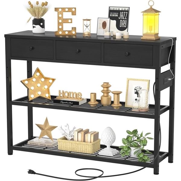 CYCLYSIO YHST 47  RUSTIC BLACK CONSOLE TABLE *IN BOX*