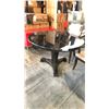 Image 1 : EBONY 48" ROUND TABLE COMES WITH 2 WALNUT AND BEIGE ARM CHAIRS