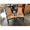 Image 2 : EBONY 48" ROUND TABLE COMES WITH 2 WALNUT AND BEIGE ARM CHAIRS