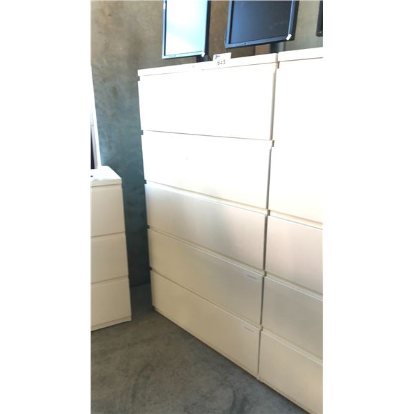 WHITE 5 DRAWER LATERAL FILE CABINET