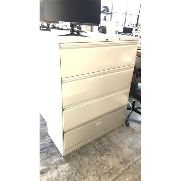 BEIGE 4 DRAWER LATERAL FILE CABINET