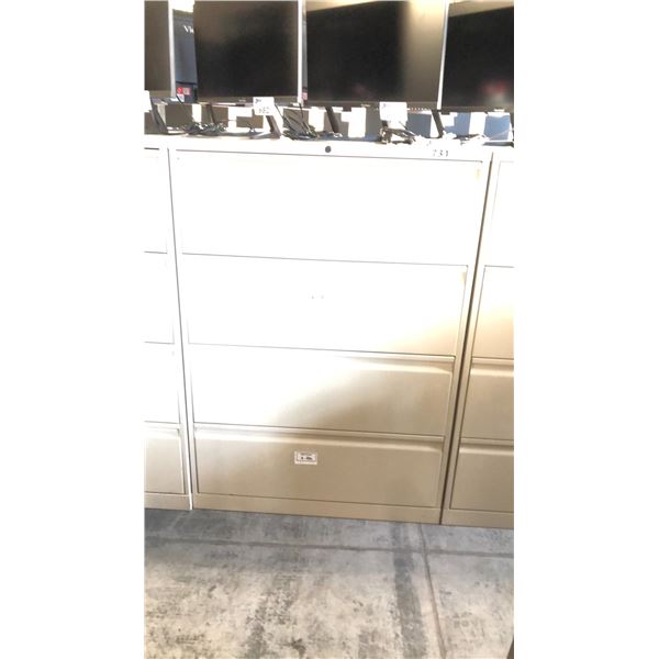 BEIGE 4 DRAWER LATERAL FILE CABINET