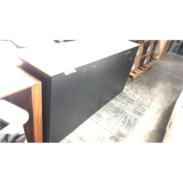 WALNUT/BLACK 63" W 4 DRAWER CREDENZA