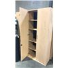 Image 2 : MAPLE 7' X 3' DOUBLE DOOR BOOKCASE WITH CONDITION ISSUES