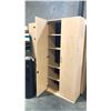 Image 2 : MAPLE 7' X 3' DOUBLE DOOR BOOKCASE WITH CONDITION ISSUES