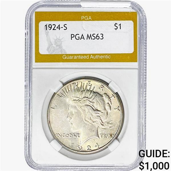 1924-S Silver Peace Dollar PGA MS63