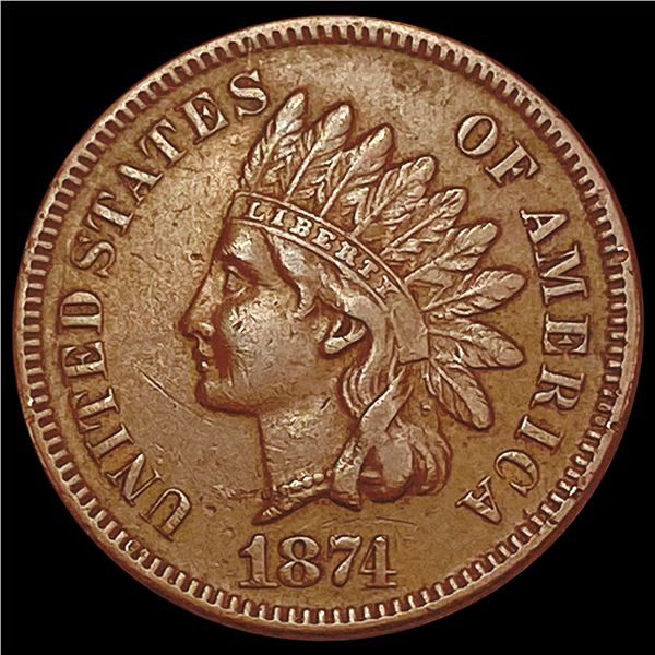 1874 Indian Head Cent CLOSELY UNCIRCULATED