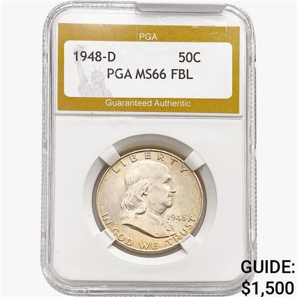 1948-D Franklin Half Dollar PGA MS66 FBL