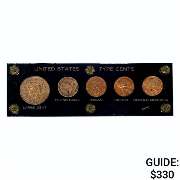 1851-1969 US Type Cents Collection [5 Coins]