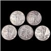 Image 1 : 1941-1945 Walking Liberty Half Dollar Lot [5 Coins] UNCIRCULATED