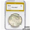1934 Silver Peace Dollar PGA MS67