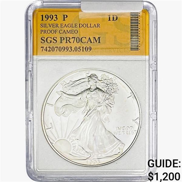 1993-P Silver Eagle SGS PR70 CAMEO