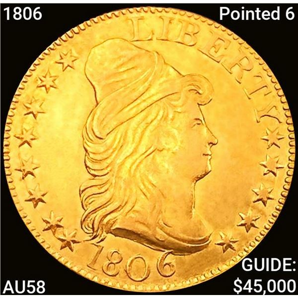 1806 Pointed 6 $5 Gold Half Eagle CHOICE AU