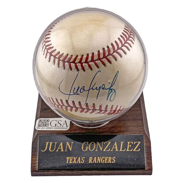 Juan Gonzales Signed Baseball Rangers w/ Cert