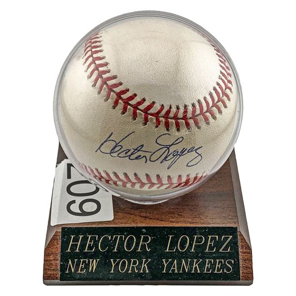 Hector Lopez Signed Baseball Yankees
