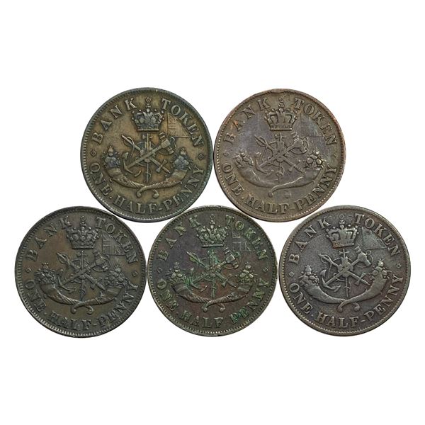 1857 [5] Bank of Upper Canada 1/2 Penny XF