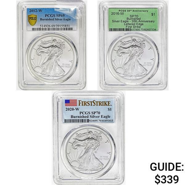 2012-W - 2020-W [3] $1 ASE 1 OZ PCGS SP69-70