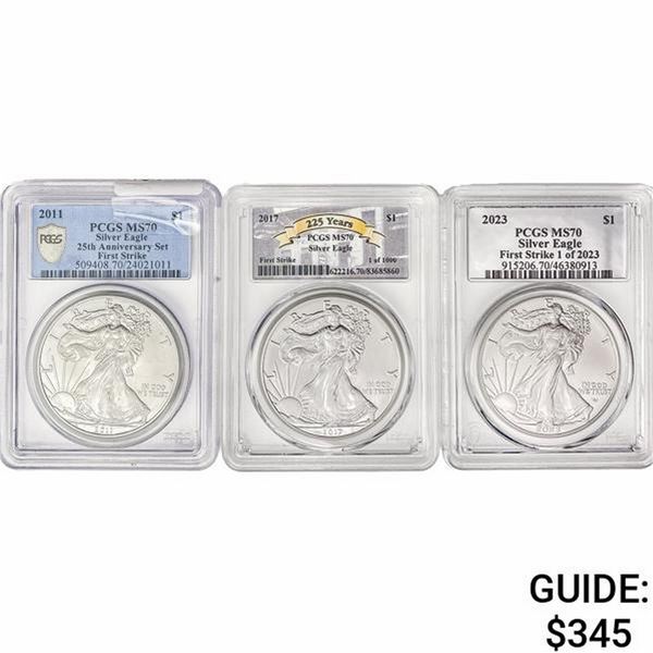 2011-2023 [3] $1 ASE 1 OZ PCGS MS70