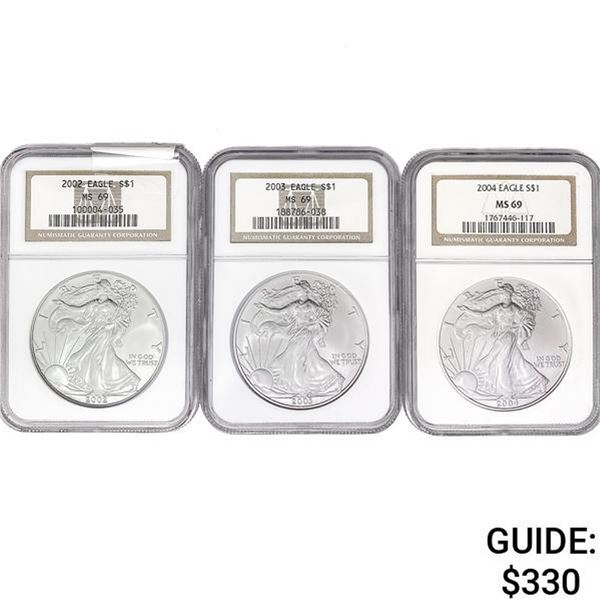 2002-2004 [3] $1 ASE 1 OZ NGC MS69