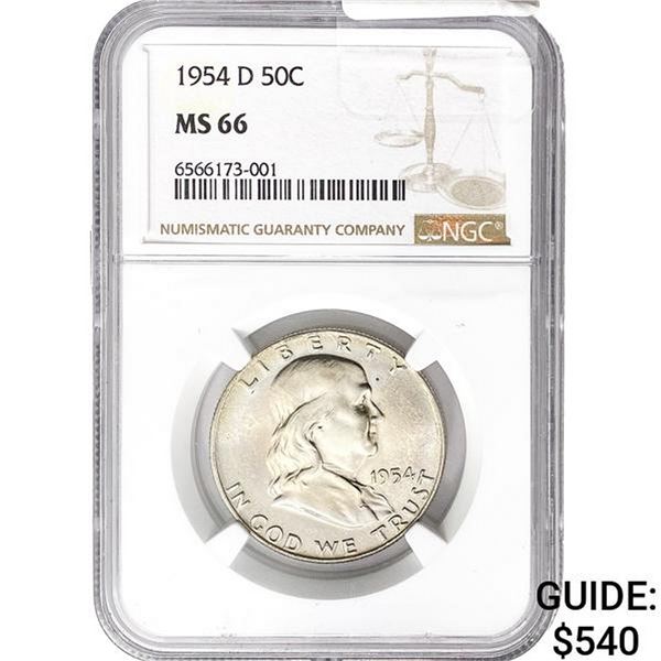 1954-D Franklin Half Dollar NGC MS66