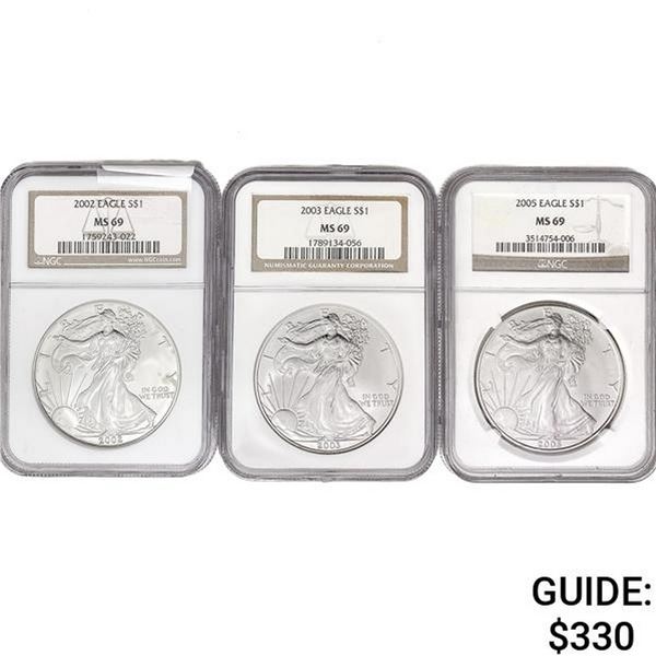 2002-2005 [3] $1 ASE 1 OZ NGC MS69