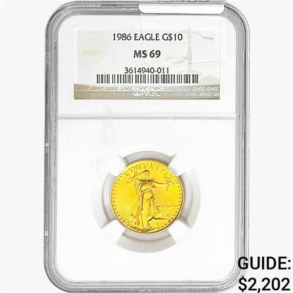 1986 1/4oz $10 AGE NGC MS69