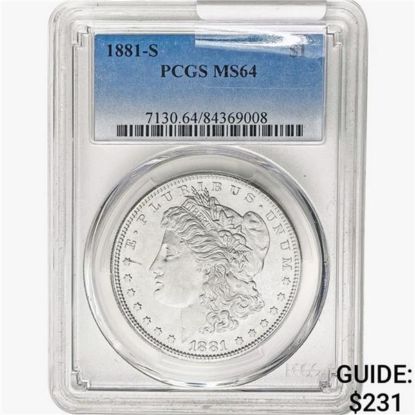 1881-S Morgan Silver Dollar PCGS MS64