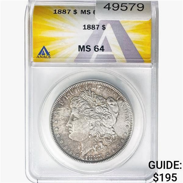 1887 Morgan Silver Dollar ANACS MS64