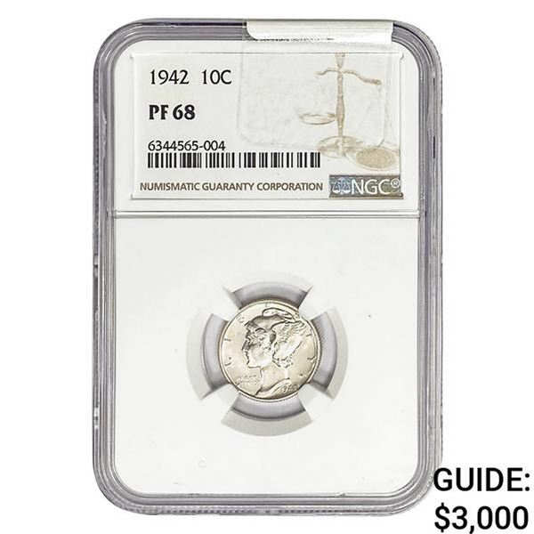 1942 Mercury Silver Dime NGC PF68