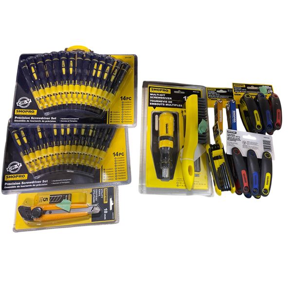 Assorted New tools - includes Precision Screwdriver Set/Utility Knife etc.