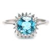 Image 2 : SWISS BLUE TOPAZ RING in 14K White Gold plated 925 Sterling Silver â€“ Size 6.75 â