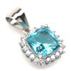 Image 2 : SWISS BLUE TOPAZ PENDANT in 14K White Gold plated 925 Sterling Silver â€“ Appraise