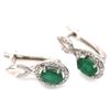 Image 2 : EMERALD EARRINGS in 14K White Gold plated 925 Sterling Silver â€“ Appraised Replac