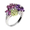 Image 2 : AMETHYST, PERIDOT, GARNET, TANZANITE RING in 14K White Gold plated 925 Sterling Silver â€[x