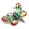 Image 1 : EMERALD, RUBY, MARCASITE and ENAMEL Butterfly BROOCH in 14K White Gold plated 925 Sterling Silver â[