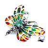 Image 2 : EMERALD, RUBY, MARCASITE and ENAMEL Butterfly BROOCH in 14K White Gold plated 925 Sterling Silver â[